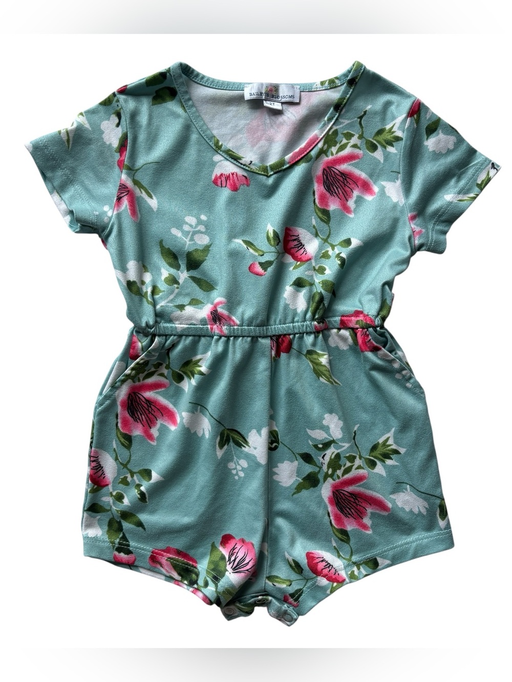 Romper one piece 2T Baileys Blossoms Floral Mint Short-Sleeve Kids Girls Toddler
